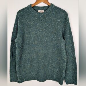 J.Crew Men's Irish Donegal 100% Wool Clover Green Crewneck Sweater Cozy Fall